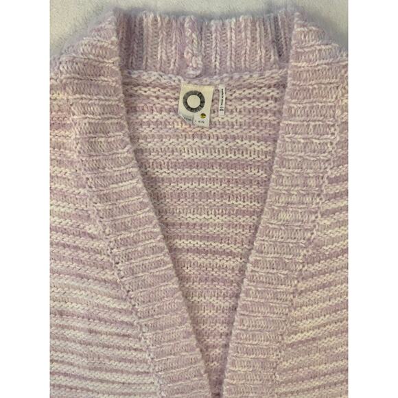 Akemi & Kin Anthropologie Pink White Fuzzy Cardigan Sweater Open Cardi One Size - Picture 6 of 10